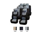 3 Row Fabric Seat Covers Airbag Ready 2 Buckets 2 Split Benches Gray