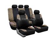 FH FB080114 FH Group Lush Velour Seat Covers Full Set Side Airbag Split Compatible Leopard Print