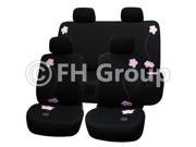 Flower Embroidery Seat Covers Airbag Ready Split Rear W. 4 Headrests
