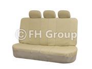 Deluxe Leatherette Split Bench Seat Cover W. 3 Headrests Beige