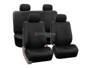 PU Leather Seat Covers W. 4 Headrests Solid Bench Black
