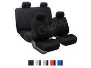 Cloth Seat Covers w. 4 Headrests and Solid Bench Black
