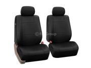 Pair Bucket PU Leather Seat Covers w. Detachable Headrest Airbag Compatible