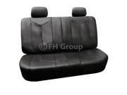FH Group Rome PU Leather Split Bench Seat Covers w. 2 Headrests Solid Black