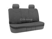 FH Group Rome PU Leather Split Bench Seat Covers w. 2 Headrests Solid Gray