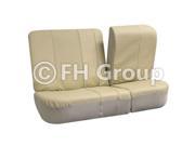 Deluxe Leatherette Split Bench Seat Cover W. 2 Headrests Beige