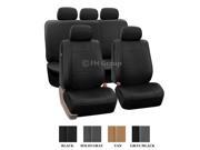 PU Leather Seat Covers W. 5 Headrests Solid Bench Black