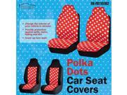 FH Group Red Solid Polka Dots Flat Cloth Car Seat Covers Front Set
