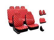 FH Group Semi Customed Fit Solid Polka Dots Flat Cloth Auto Seat Covers Full Set