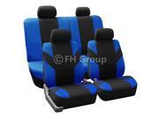 FH Group Road Master Fabric Car Seat Covers Airbag Split Features Blue Black