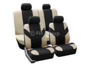 FH Group Flat Cloth Steering Wheel Cover Seatbelt Pads Auto Seat Covers Beige