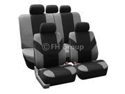 FH Group Gray Flat Cloth Car Seat Covers Steering Wheel Cover Seatbelt Pads