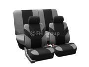FH Group Road Master Fabric Auto Seat Covers Full Set Airbag Split Ready Gray