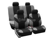 FH Group Flat Cloth Steering Wheel Cover Seatbelt Pads Auto Seat Covers Gray