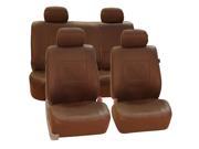 FH Group Brown Antique Style Full Set Seat Covers for Cars w. 4 Headrest
