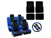 FH Group Road Master Car Seat Covers w. Steering Wheel Cover Floor Mats Blue