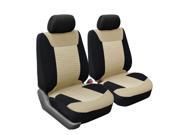 FH FB062BEIGE102 Pair Bucket Fabric Seat Covers w Detachable Headrest Airbag Compatible Beige