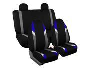 Car Seat Covers Heavy Duty Floor Mat Highback for Auto 4 Headrests Blue