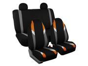 Car Seat Covers Gray Heavy Duty Floor Mat Highback for Auto 4 Headrests Orange