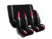 Car Seat Covers Beige Heavy Duty Floor Mat Highback for Auto 2 Headrests Pink