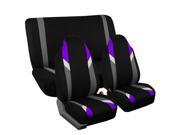 Car Seat Covers Beige Heavy Duty Floor Mat Highback for Auto 2 Headrests Purple