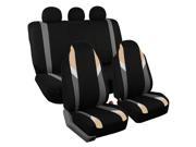 Car Seat Covers Beige Heavy Duty Floor Mat Highback for Auto 5 Headrests Beige
