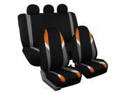 Car Seat Covers Beige Heavy Duty Floor Mat Highback for Auto 5 Headrests Orange