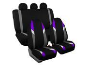 Car Seat Covers Beige Heavy Duty Floor Mat Highback for Auto 5 Headrests Purple