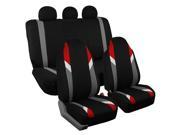 Car Seat Covers Gray Heavy Duty Floor Mat Highback for Auto 5 Headrests Red