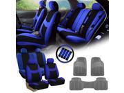 Blue Black Car Seat Covers for Auto w Steering Cover Belt Pads Floor Mat