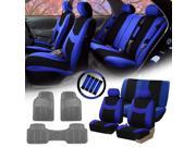 Blue Black Car Seat Covers for Auto w Steering Cover Belt Pads Floor Mat