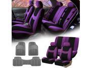Purple Black Car Seat Covers Full Set for Auto w 2 Headrests Rubber Floor Mat