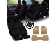 Black Car Seat Covers for Auto w Steering Cover Belt Pads Floor Mat