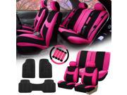 Pink Black Car Seat Covers for Auto w Steering Cover Belt Pads Floor Mats