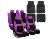 Purple Black Car Seat Covers Full Set for Auto w 2 Headrests Rubber Floor Mats