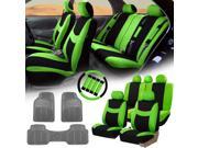 Green Black Car Seat Covers for Auto w Steering Cover Belt Pads Floor Mat