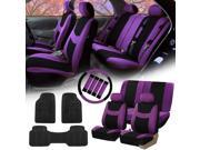 Purple Black Car Seat Covers for Auto w Steering Cover Belt Pads Floor Mats