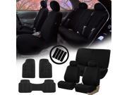 Black Car Seat Covers for Auto w Steering Cover Belt Pads Floor Mats