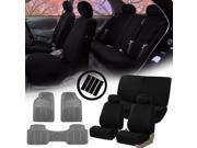 Black Car Seat Covers for Auto w Steering Cover Belt Pads Floor Mat