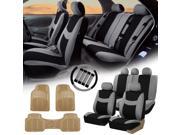 Gray Black Car Seat Covers for Auto w Steering Cover Belt Pads Floor Mat