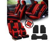 Red Black Car Seat Covers for Auto w Steering Cover Belt Pads Floor Mats