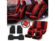 Red Black Car Seat Covers for Auto w Steering Cover Belt Pads Floor Mats