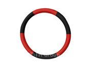 FH Group Red Black Flat Cloth Rubber Molded Steering Wheel Cover