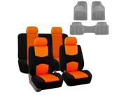 Car Seat Cover Full Set For For Auto Car SUV Truck Van w Floor Mat Orange