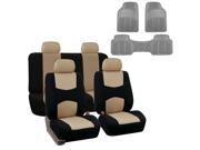 Car Seat Cover Full Set For For Auto Car SUV Truck Van w Floor Mat Beige