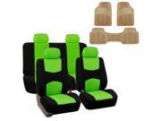 Car Seat Cover Full Set For Auto Semi Universal Fit with Floor Mat Green