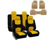 Car Seat Cover Full Set For Auto Semi Universal Fit with Floor Mat Yellow