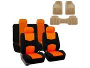 Car Seat Cover Full Set For Auto Semi Universal Fit with Floor Mat Orange