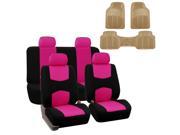 Car Seat Cover Full Set For Auto Semi Universal Fit with Floor Mat Pink