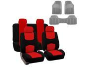 Car Seat Cover Full Set For For Auto Car SUV Truck Van w Floor Mat Red